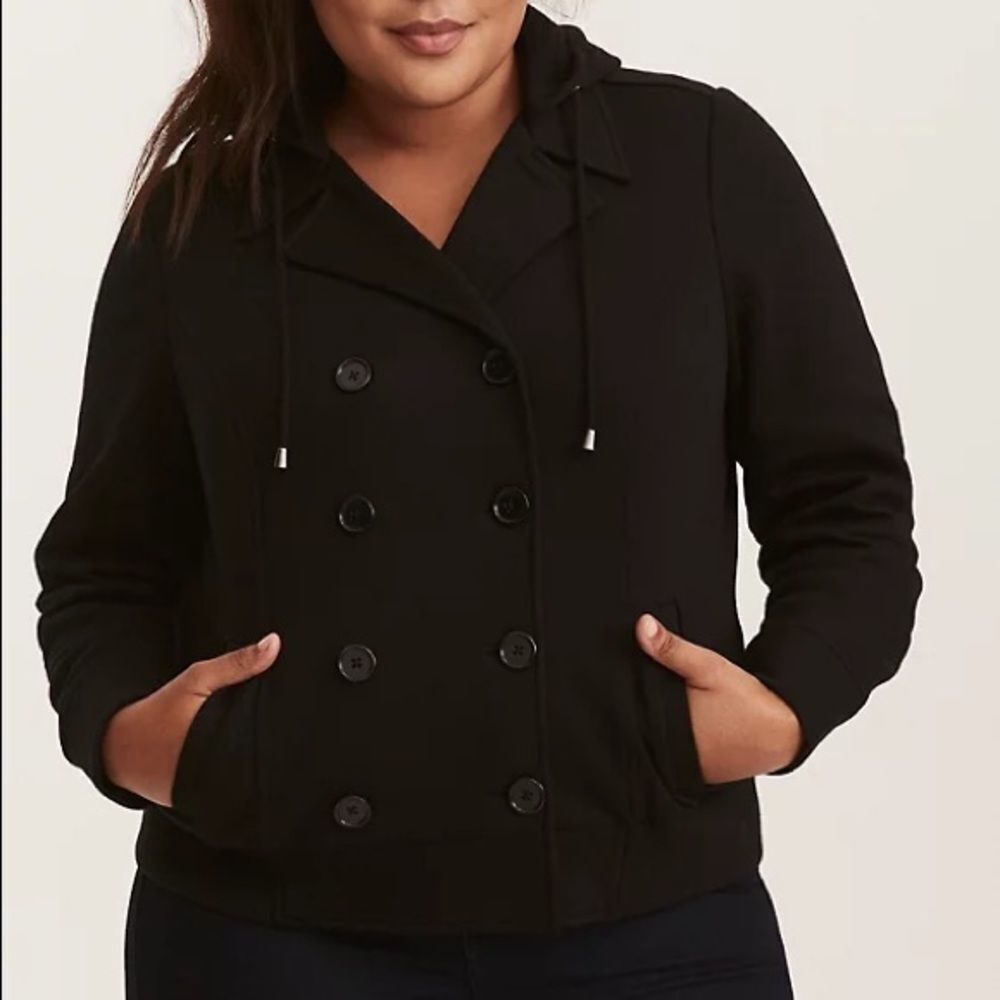 TORRID DOUBLE BREASTED HOODED BOMBER‎ JACKET